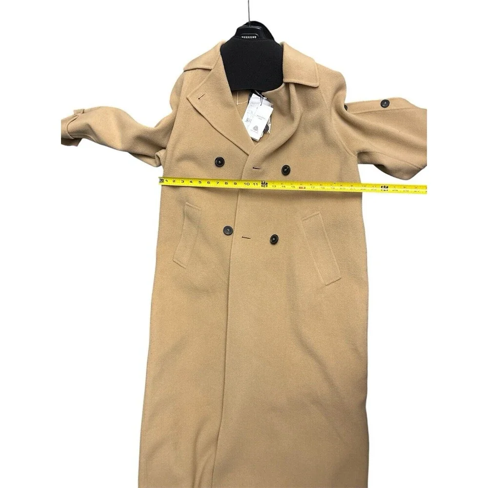 Weekend Max Mara Natale Wool Belted Trench Coat Color Beige US Size 8 New $1225